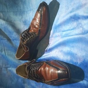 Stacy Adams snake skin shoes, brown 11M